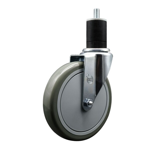 6'' Gray Poly Wheel Swivel 1-3/4'' Expanding Stem Caster